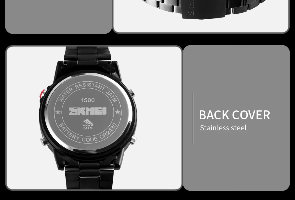 SKMEI Smart Bluetooth Creative Fashion Sports Wrist Watch Men Steel Strap Calorie Pedometer Remote Camera Digital Watches