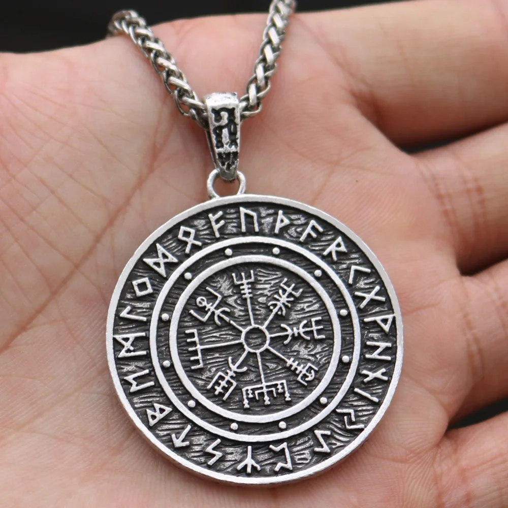 Nordic Vegvisir Compass Norse Runes Viking Jewelry Runic Amulet And Ta