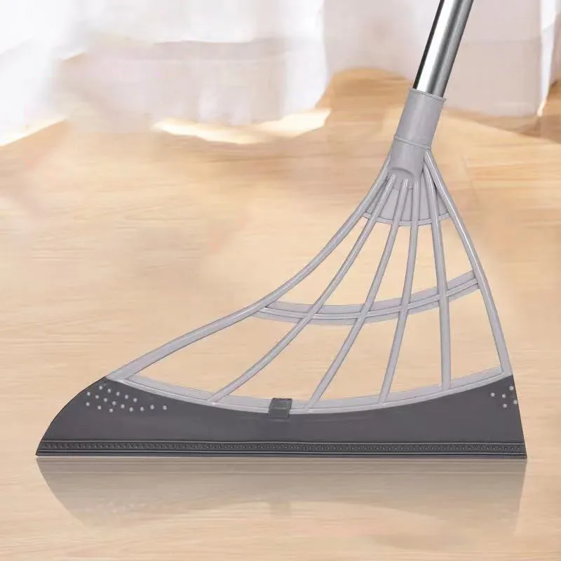Rubber Broom Hand Push Sweeper Floor Wiper Squeegee Pet Hair Broom For