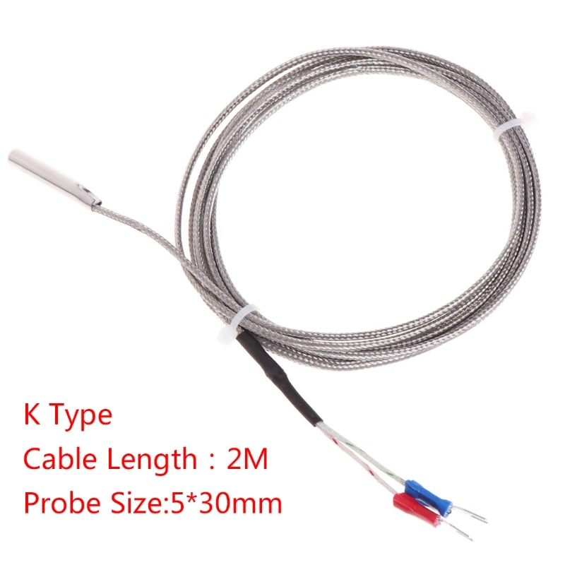 OOTDTY Тип зонда термопары K датчик температуры 2 м кабель провода 0 ~ 500ɼ для