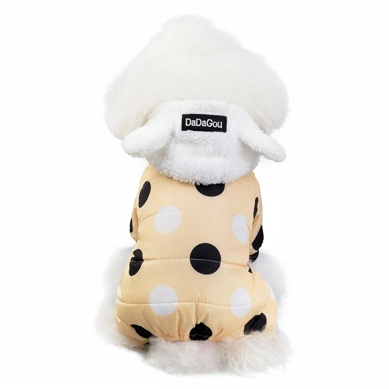 Fashion Pet Small Dog Clothes Winter Warm Dog Jacket Harness Chihuahua Puppy Coats XS-XL - Цвет: Light Yellow