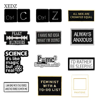 

XEDZ Fashion personality text geometric badge badge zinc alloy denim clothes pendant jewelry friend gift