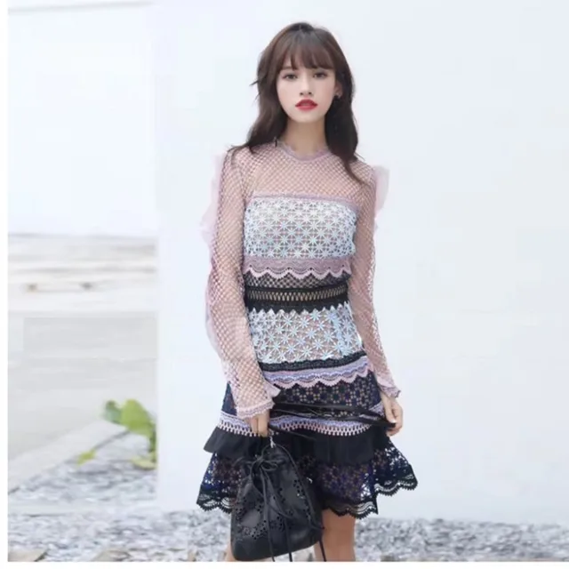 multicolor lace dress