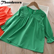 Thunderers/весенне-осеннее детское платье принцессы для девочек, платья с v-образным вырезом и длинными рукавами для девочек, милая модная одежда для малышей, 24 мес.-6 лет