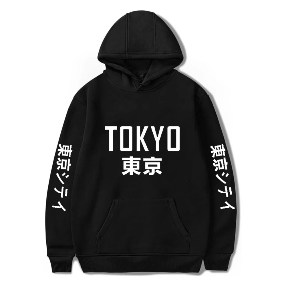 Japan Harajuku Hoodies Tokyo City Printing KidsPullover Cosplay Costume Sweatshirt Boys Girls Autumn Winter Hip Hop Black Hoodie