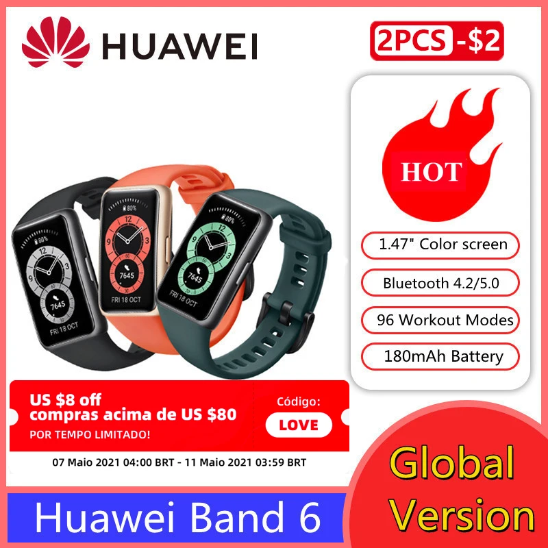 NEW Huawei Band 6 Smartbands Screen Heart Rate Tracker Sleep monitoring BT 5.0 Wristband for Men Women Fitness bracelet