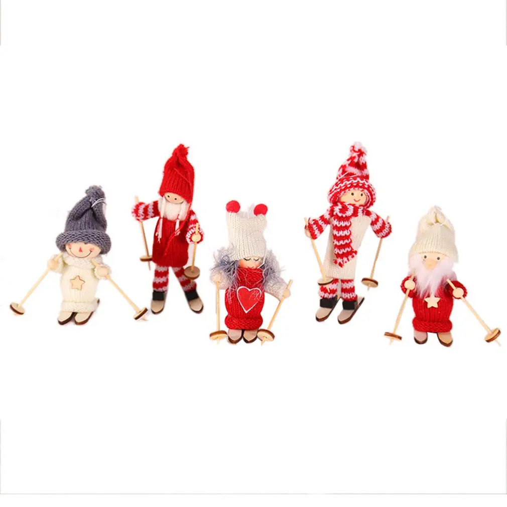 Christmas Decorations Creative Christmas Decorations Wooden Ski Dolls Dolls Christmas Tree Pendant Mini Dolls
