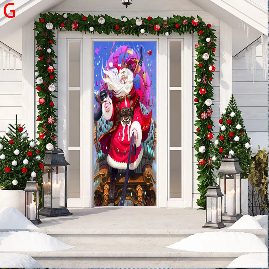 3D Рождественская дверная наклейка, Рождественское украшение для двери, наклейка s, съемная Водонепроницаемая Настенная Наклейка s, новогодняя оконная наклейка - Цвет: G