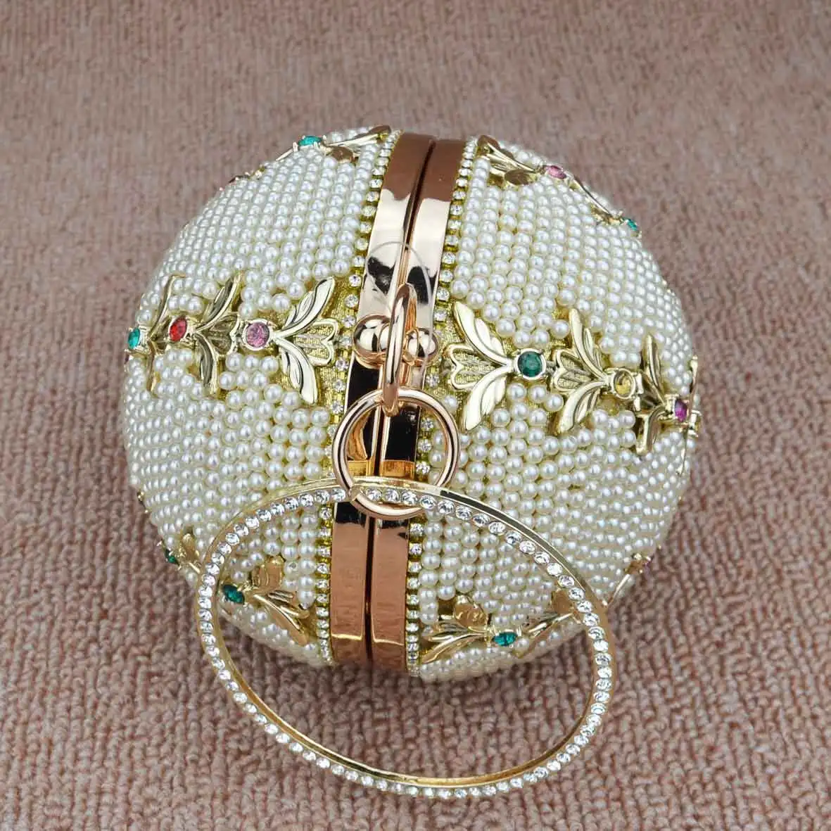 Fashion Luxury Ball Designer Wristlets Evening Bags Golden Silver Crystal tassel Pearl Handbags Circular Clutch Bags