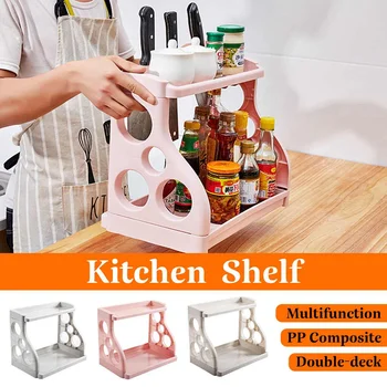 

3 Colors Plastic kitchen Shelf Storage Shelf 2 Layer Freestanding Kitchen Wall Coner Storage Rack Home Storage Shelf Holder