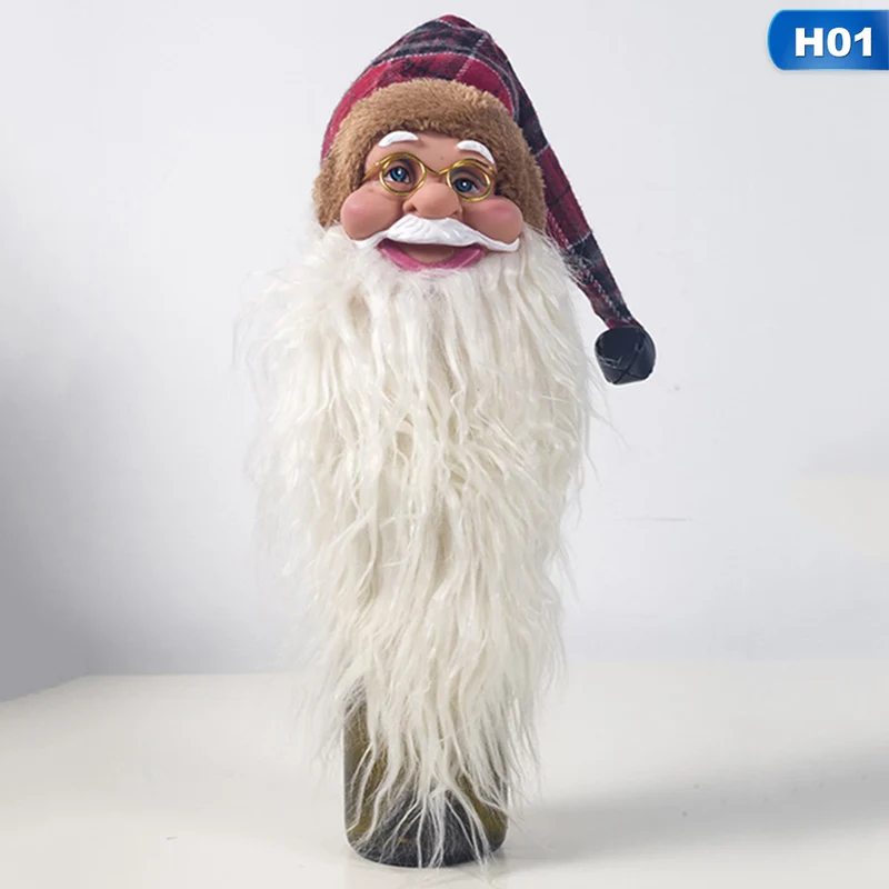 H01 Santa Claus Red Wine Bottle Mouth Christmas Decoration Ornament Home Decor Silicone Santa Claus Head Wine Bottle Set - Цвет: H01