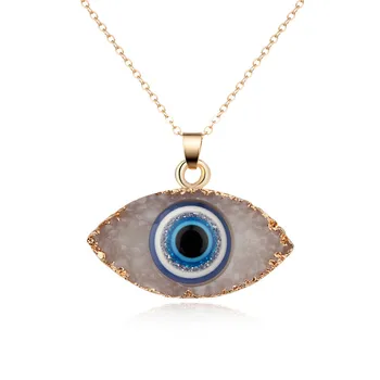 

vintage Personality Evil eyes Pendant Necklace For Women Long Chain Natural Stone Necklace Female Turkish Jewelry Christmas Gift