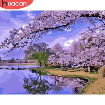 

HUACAN DIY Pictures By Number River Kits Painting By Numbers Scenery Hand Painted Paintings Gift Drawing On Canvas Home Decor