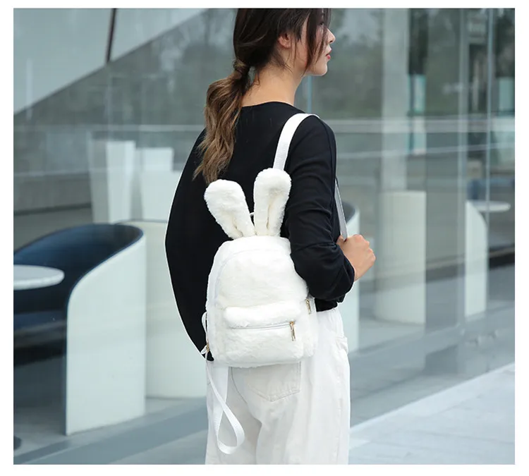 Kawaii новая плюшевая милая сумка на плечо с кроликом мягкий рюкзак в Корейском стиле для отдыха простые аксессуары сумка принцессы