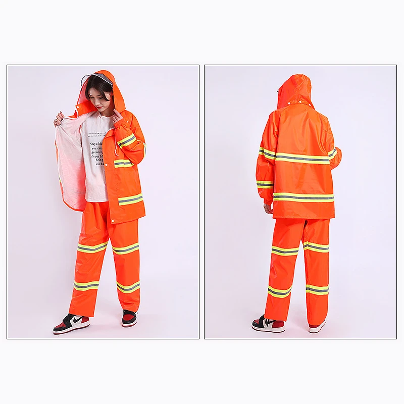 Orange Многофункциональный плащ-дождевик из ткани Оксфорд, водоотталкивающий, отражающая полоска, флуоресцентный зеленый оранжевый цвет, пончо и накидки для мужчин и женщин - Цвет: Orange