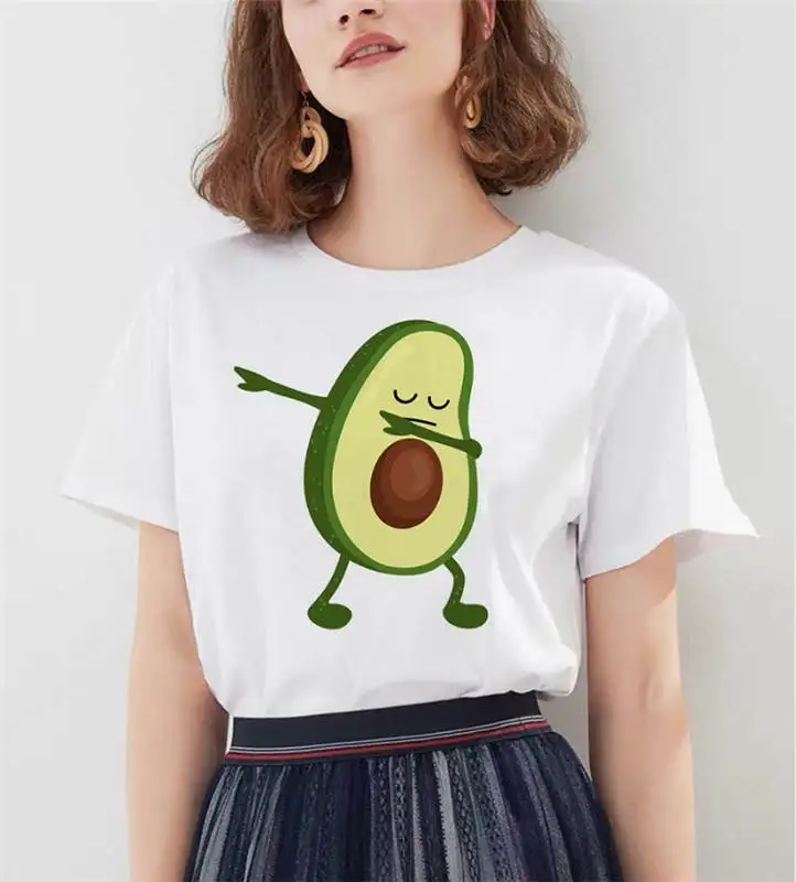 Kawaii/футболка с коротким рукавом и мультяшным авокадо, женская модная футболка, Harajuku, повседневная одежда с графическим рисунком, топы, женские футболки - Цвет: 18