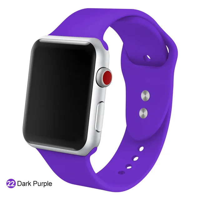 Мягкий силиконовый спортивный ремешок для 38 мм Apple Watch Series 3 4 5 42 мм сменный ремешок на запястье для iWatch Sports Edition 40 мм - Цвет ремешка: dark purple