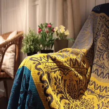 

Mediterranean Nepal Style Beach Blanket Sofa Cover With Tassel Slipcover Throw Bed Plane Travel Plaids Rectangular