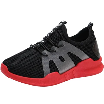 

Children Sport Shoes Casual Fashion Boys Girls Net Cloth Breathable Shoes Kids Sneakers Student Outdoor Running Shoes Red Black