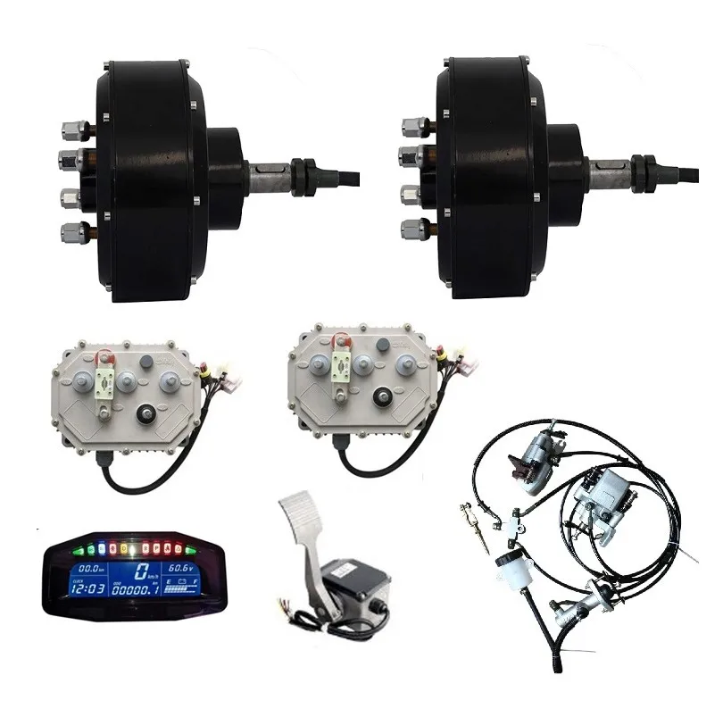 QSMOTOR205 Daul 3000W Hub Motor Light Electric Car Conversion Kits with Controller KLS7230N and Defaulted Display
