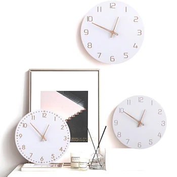 

Gift Timer Quartz Silent Battery Operated Nordic Style Living Room Round Bedroom Decoration Simple Fashion Modern Wall Clock
