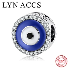 Горячая Распродажа, 925 пробы, серебряные круглые бусины с голубым глазом, ювелирные изделия, подходят для изготовления оригинальных браслетов Pandora для мужчин и женщин