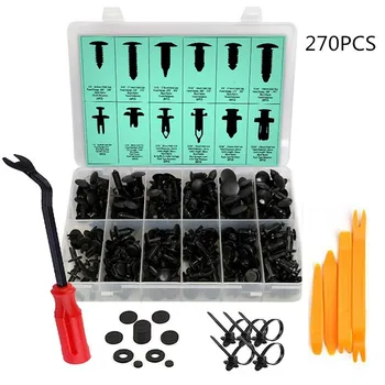 

270PCS Universal Car Auto Bumper Fastener Hole Rivet Retainer Push Engine Cover Car Door Trim Panel Clip Fasteners Trim Screw