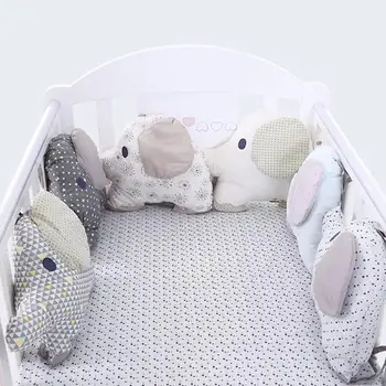 

6PCS/Set Baby Bed Bumper Crib Cot Elephant Bumper Baby Bed Protector Crib Bumper Newborns Toddler Bed Bedding Set Hot Sale