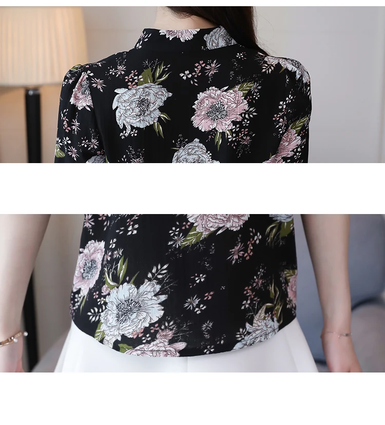 Модные женские блузки 2019 плюс размер с принтом шифоновая блузка рубашка v