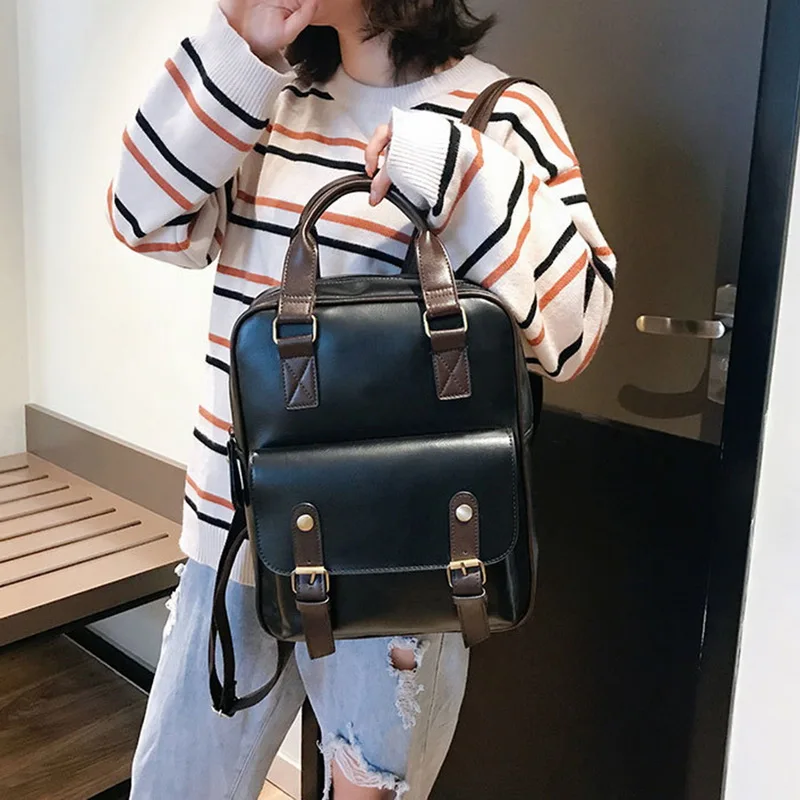 HEFLASHOR Mochila Feminina, противоугонные школьные сумки, водонепроницаемые, для путешествий, в винтажном стиле, для ноутбука, кожаный большой рюкзак для женщин, корейский дизайн