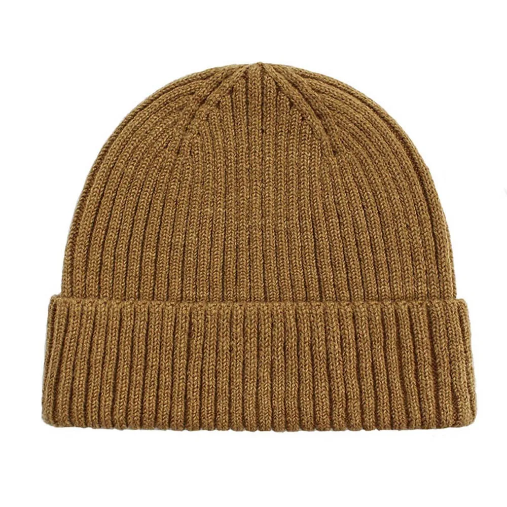 [AETRENDS] 20 однотонных цветов, зимние шапки для мужчин и женщин, теплые удобные вязаные шапки с манжетами и черепами, Z-9966 - Цвет: Dark Camel