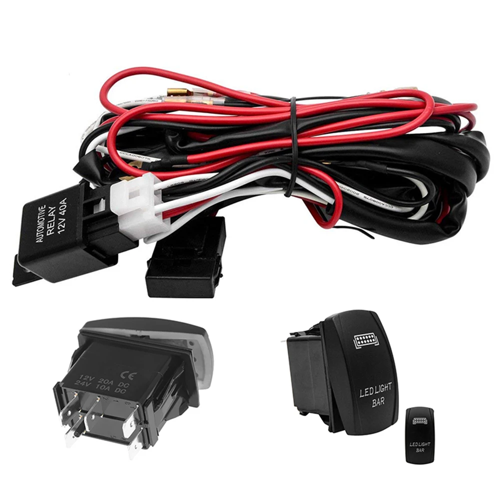 12V SUV ATV синий светодиодный светильник бар кулисный переключатель жгут проводов 40A