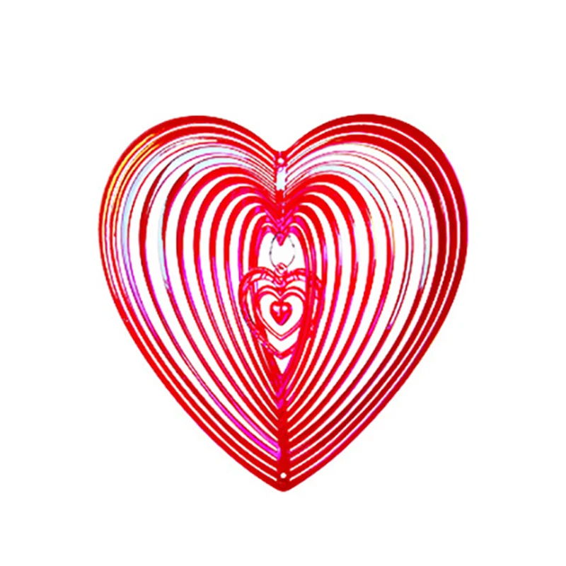 Geometric Art Heart Wind Spinner Yard Art Beating Heart Wind Spinner Balcony Outdoor Garden Decoration Ornament Dream Catcher
