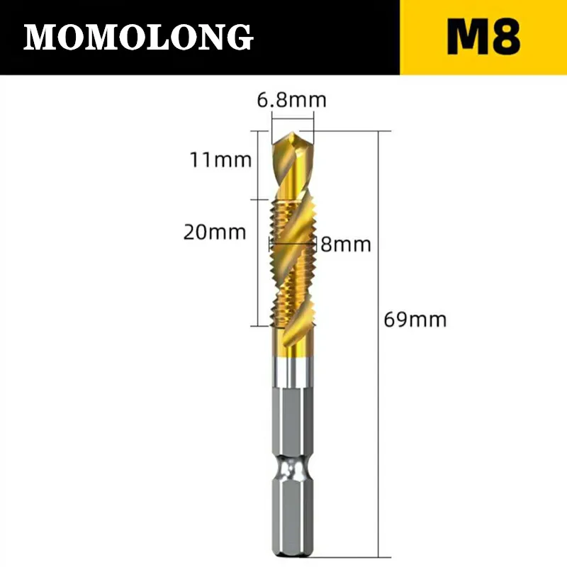 M3 M4 M5 M6 M8 M10 Tap Drill Bits 1/4 Hex Shank Machine Hand Taps Titanium Coated HSS Drilling Tap Bits Thread Screw Tools M3 M4 M5 M6 M8 M10 Tap Drill Bits 1/4 Hex Shank Machine Hand Taps Titanium Coated HSS Drilling Tap Bits Thread Screw Tools