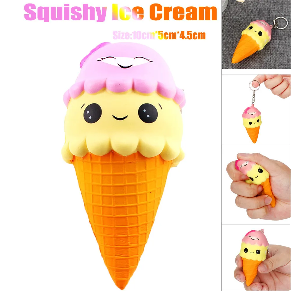 Cute ice cream Slow Rising Decompression Stress Soft Squeeze Fun Toys Colorful Pendants Creative Gift Key Decoration #A