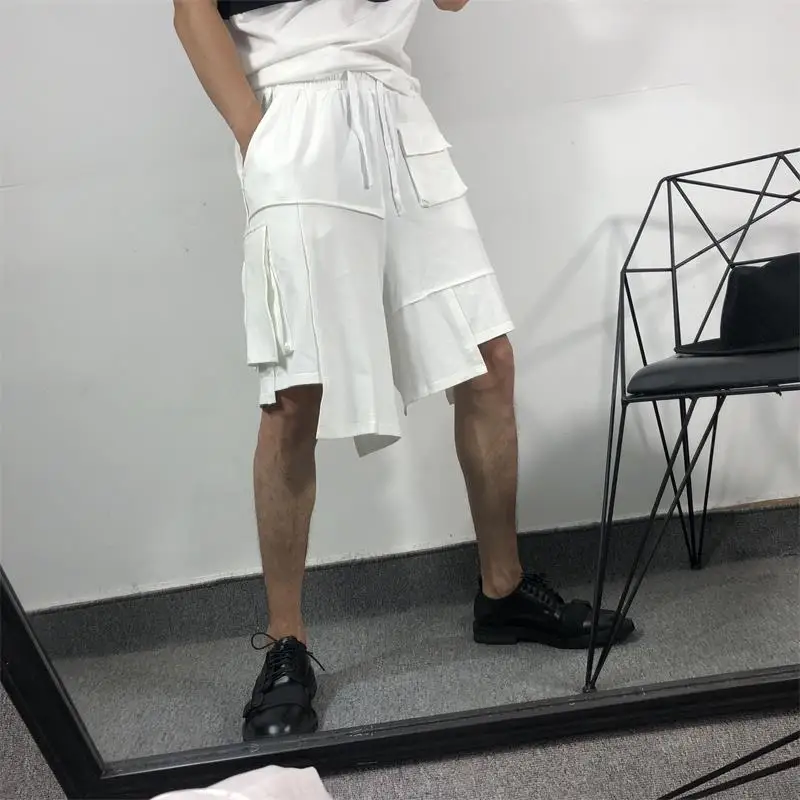 

Men's Shorts Summer New Irregular Personality Design Hair Stylist Style Solid Color Tooling Casual Loose Oversized Shorts