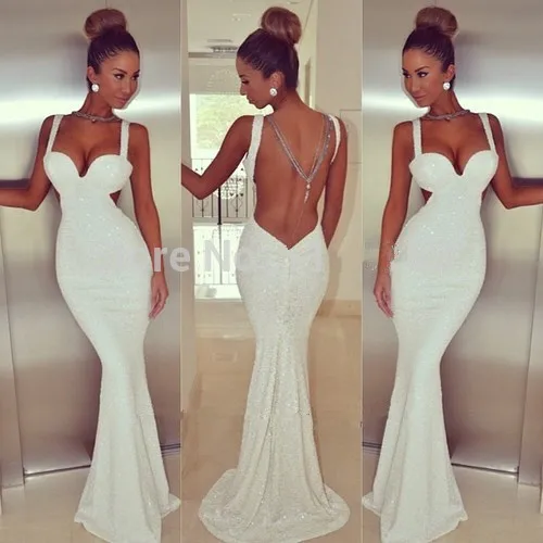 Новая мода длинное платье для выпускного вечера vestido de noiva Русалка ремни Блестки Сексуальная Открытая спина быстрая платья подружки невесты