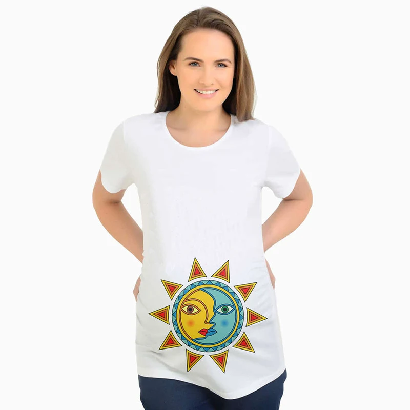 Sun god Рождественские футболки для беременных; хлопковая летняя одежда для беременных с коротким рукавом; Одежда для беременных женщин; футболки - Цвет: Sun god