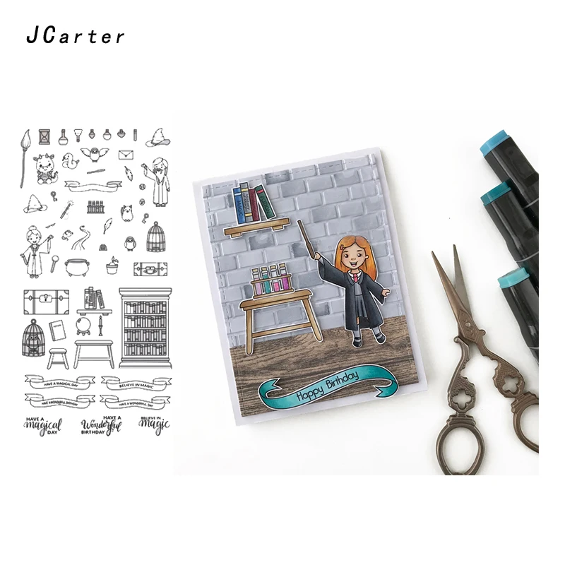 JC резиновые штампы Скрапбукинг мальчик девочка книжная полка лист Силиконовые печати трафарет альбом четкие штампы для изготовления карт шаблон