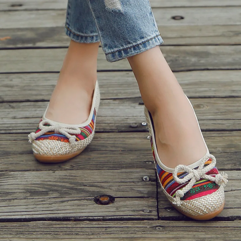

Shoes Bow-Knot Casual Female Sneakers Shallow Mouth Round Toe Shose Women New Butterfly Dress Butterfly-knot Cotton Fabric TPR