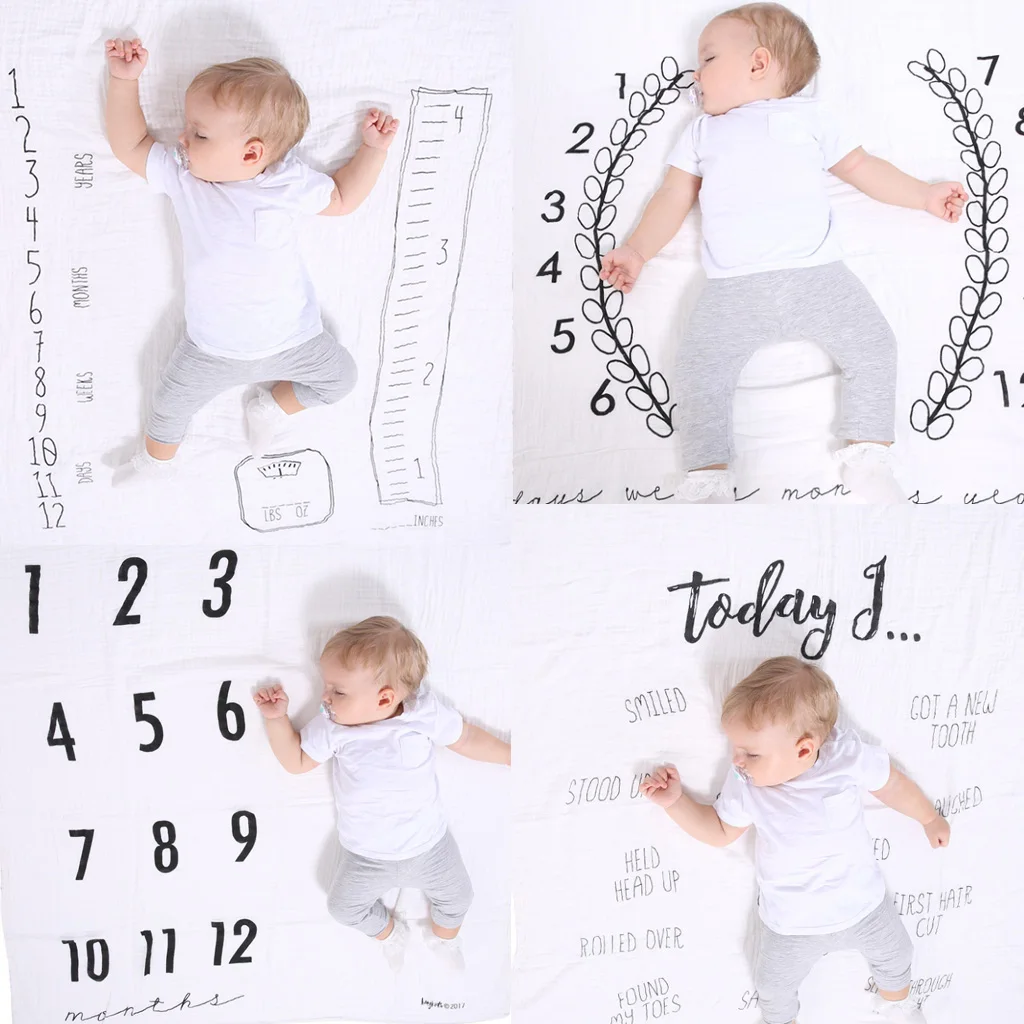 Emmababy для новорождённых младенцев веху Одеяло коврик опора на рост фото за счет складки, мягкая модная ткань