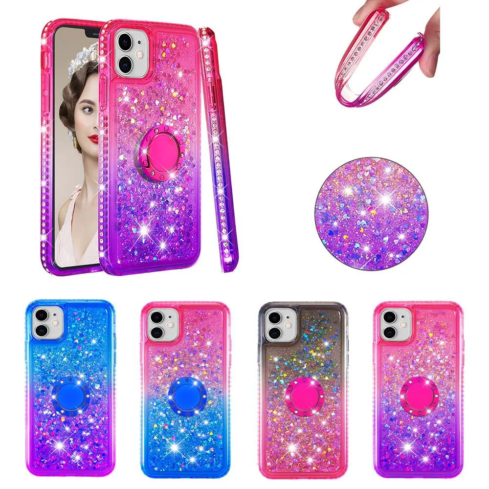 For iPhone 11 pro MAX X XS XR 6 6S 7 8 Plus 5S SE Bling Liquid Sand Diamond Gradient TPU Case Glitter Quicksand Cover Shell | Мобильные