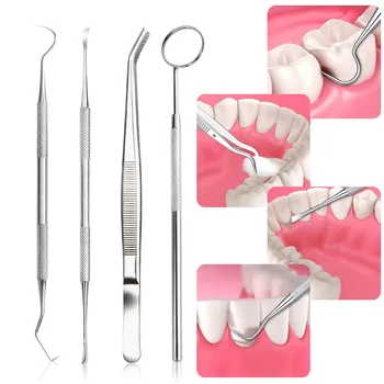 

1/3/4Pcs Dental Mirror Scaler Tartar Remover Tooth Mirror Dentist Equipment Stainless Steel Oral Care Teeth Cleaning Dental Tool