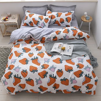 

Bedding Set Silk Cotton Printing Simplicity Leopard Animal Fruit Bed Sheet Quilt Cover Pillowcase 4pcs Home Supplies Dropshippin