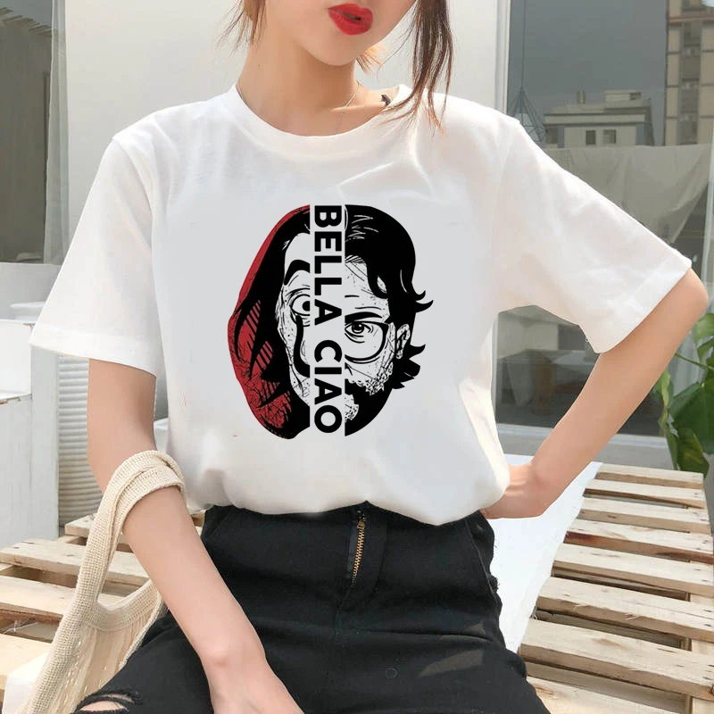 2020 Fashion Women Harajuku Portrait of banknote house Printed T Shirt Casual Short Sleeve Women's T-shirt Soft Female T shirt