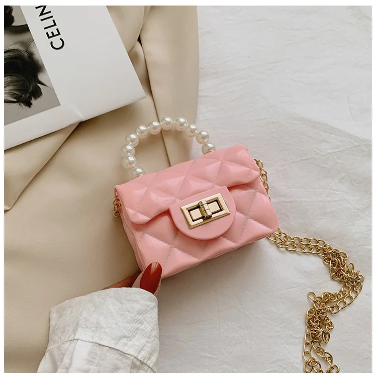 Dikaril Women Mini Handbag New Elegant Shoulder Messenger Portable Chain Bag Girl Cute Bag Pearl Crossbody Rhombus Small Bags