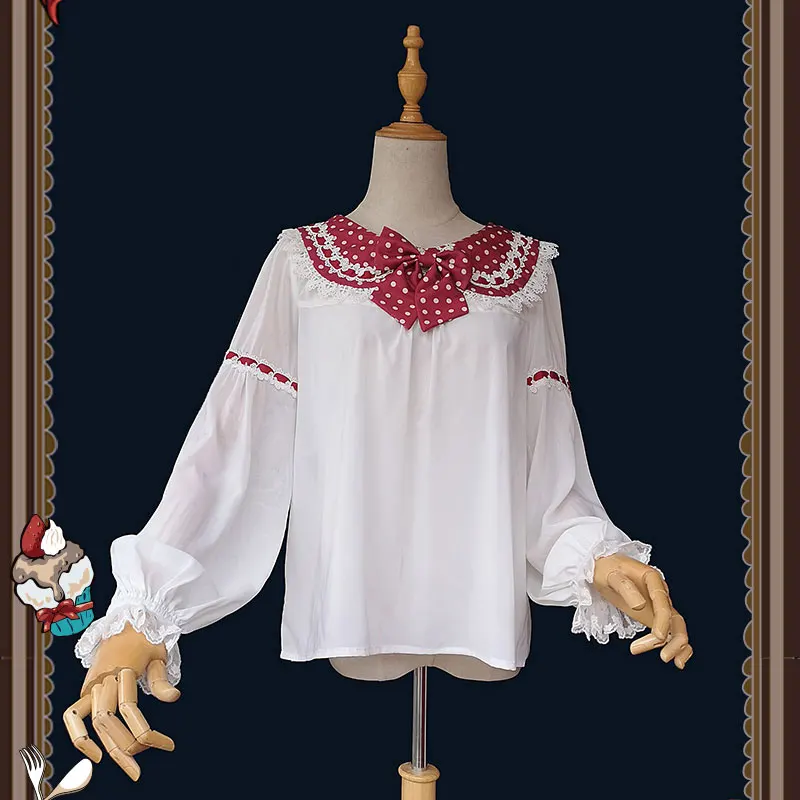 Sweet Lolita Chiffon Blouse Long Sleeve White Top