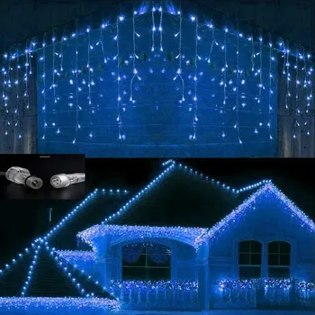 

Christmas Outdoor Street Garland 8/16/24M Waterproof Connecter Icicle Lights Decors for Yard Eaves Roof Corridor Porch Gazebo
