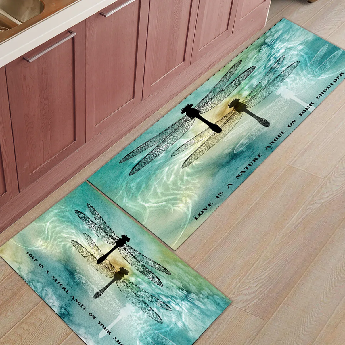 2 шт. Коврики для кухни, крылья стрекозы, чернила, любовь-это натуральный Ангел на плече, коврики для входной двери, ванная комната, гостиная
