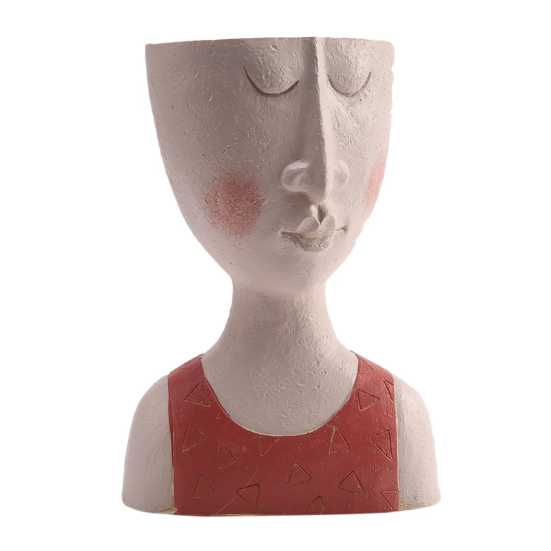 Art Portrait Flower Pot Vase Sculpture Resin Face Family Handmade Gardening Storage Arrangement Home Decoratin | Дом и сад